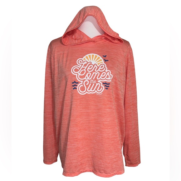 Life is Good Sun Crusher Orange Hooded Shirt - Picture 1 of 4